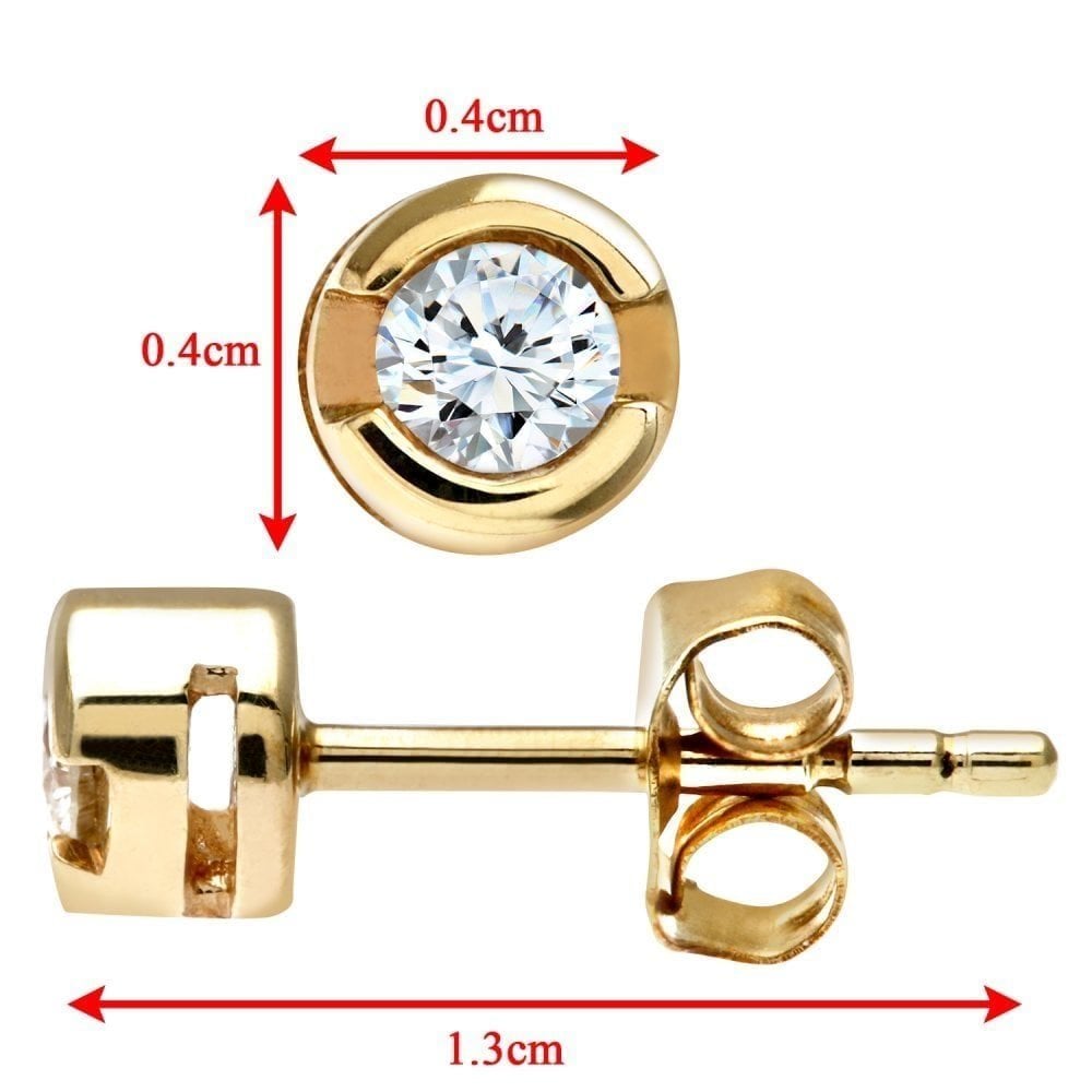 9ct Gold 0.15 Carat Natural Diamond Round Solitaire Stud Earrings