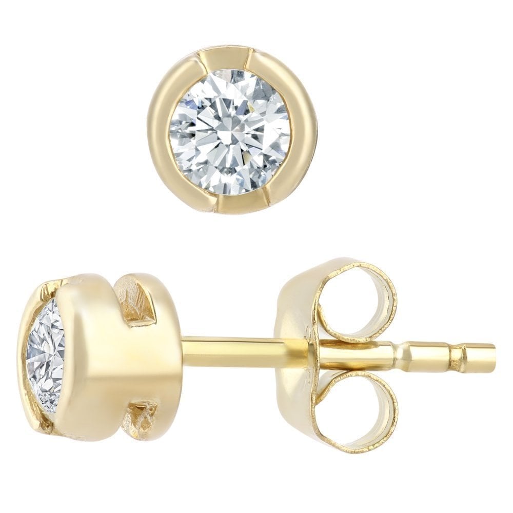 9ct Gold 0.25 Carat Natural Diamond Round Solitaire Stud Earrings