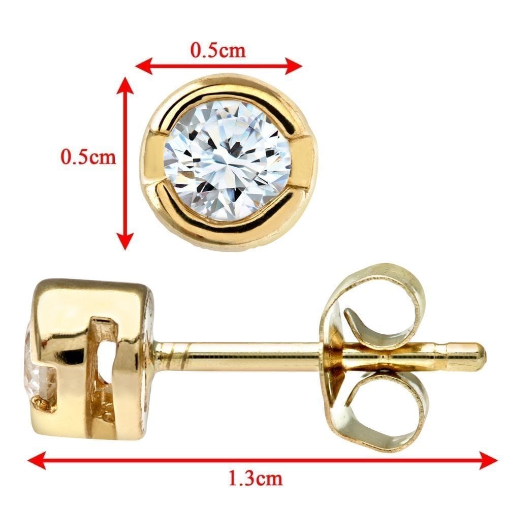 9ct Gold 0.25 Carat Natural Diamond Round Solitaire Stud Earrings