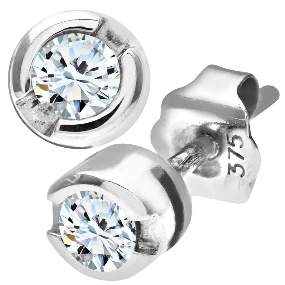 Diamond Solitaire Stud Earrings 9ct White Gold | Prime Jewellery