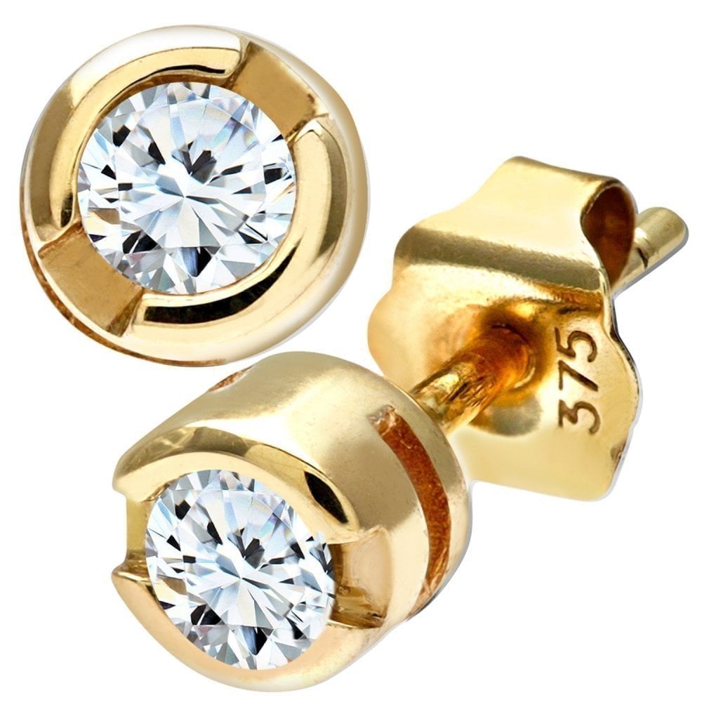 9ct Gold 0.33 Carat Natural Diamond Round Solitaire Stud Earrings