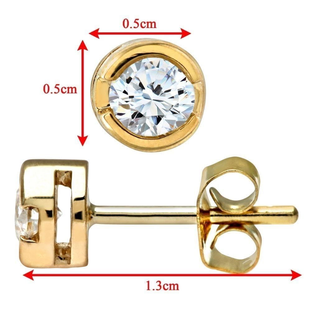9ct Gold 0.33 Carat Natural Diamond Round Solitaire Stud Earrings