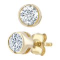 9ct Gold 0.50 Carat Natural Diamond Round Solitaire Stud Earrings Bezel Set