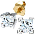 9ct Gold 0.50 Carat Natural Diamond Princess Solitaire Stud Earrings