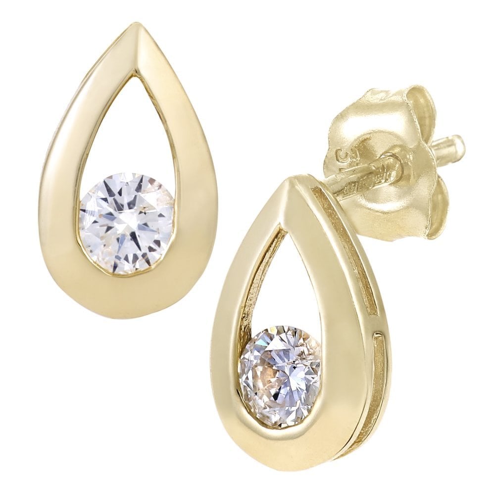 9ct Gold 0.25 Carat Natural Diamond Solitaire Drop Earrings