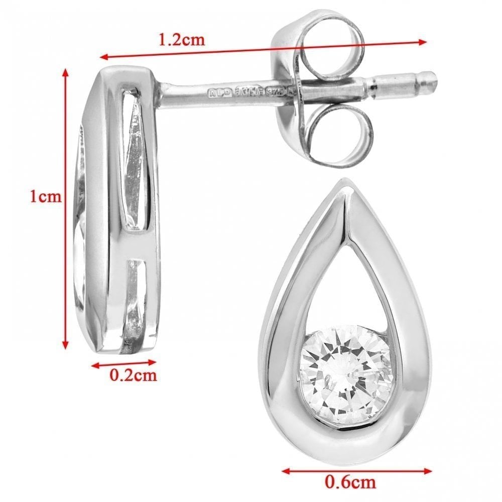 9ct White Gold 0.33 Carat Natural Diamond Solitaire Drop Stud Earrings