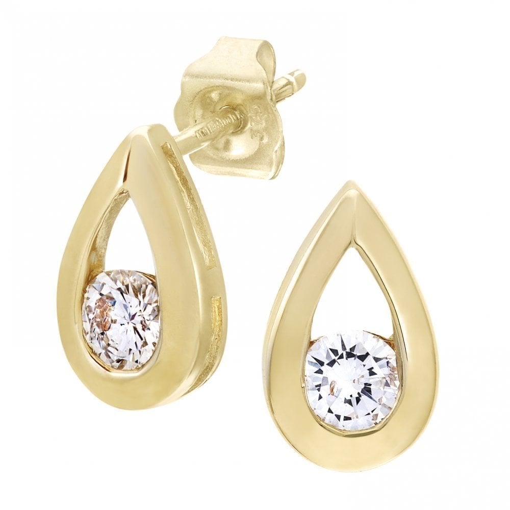 9ct Gold 0.33 Carat Natural Diamond Solitaire Drop Stud Earrings