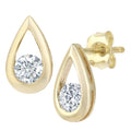 9ct Gold 0.50 Carat Natural Diamond Solitaire Drop Stud Earrings with Gold Push Back