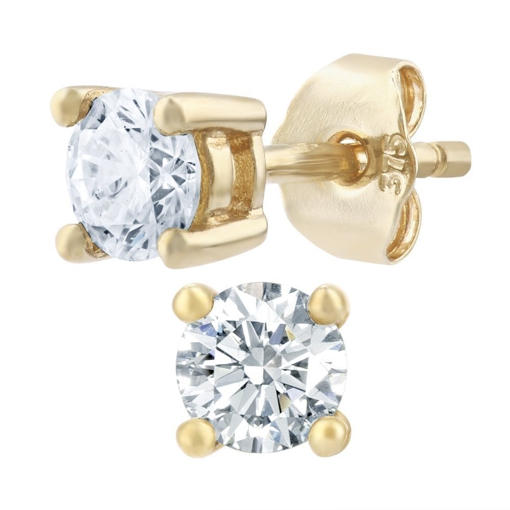 Diamond Solitaire Stud Earrings 9ct Gold | Prime Jewellery