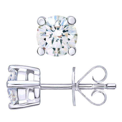 18ct White Gold 0.75 Carat Round Natural Diamond Solitaire Stud Earrings