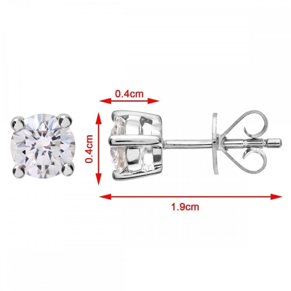 18ct White Gold 0.75 Carat Round Natural Diamond Solitaire Stud Earrings