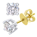 18ct Yellow Gold 0.75 Carat Round Natural Diamond Solitaire Stud Earrings