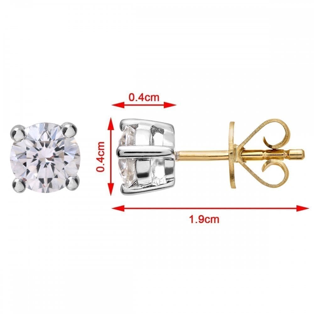 18ct Yellow Gold 0.75 Carat Round Natural Diamond Solitaire Stud Earrings