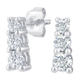 9ct White Gold 0.50 Carat Natural Diamond Trilogy Stud Earrings