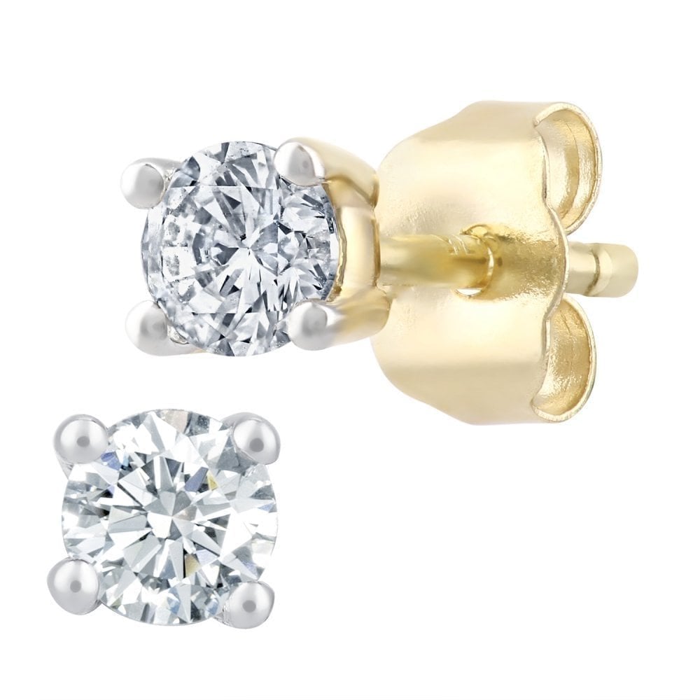 Diamond Solitaire Stud Earrings 9ct Gold | Prime Jewellery