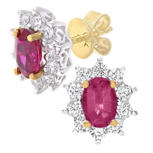 Ruby Cluster Earrings 18ct Yellow Gold | Prime Jewellery