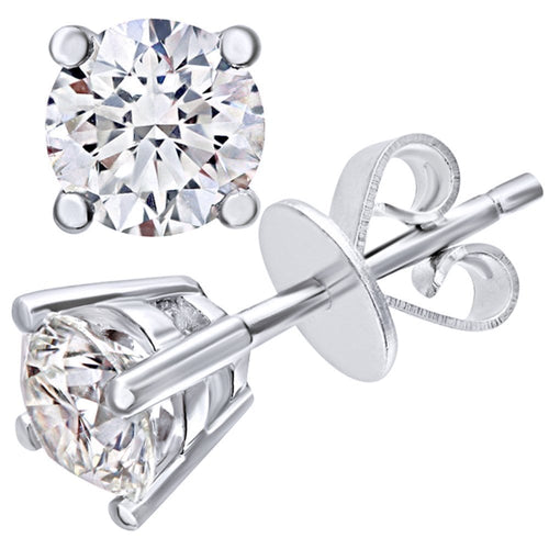 Diamond Solitaire Stud Earrings 18ct White Gold | Prime Jewellery