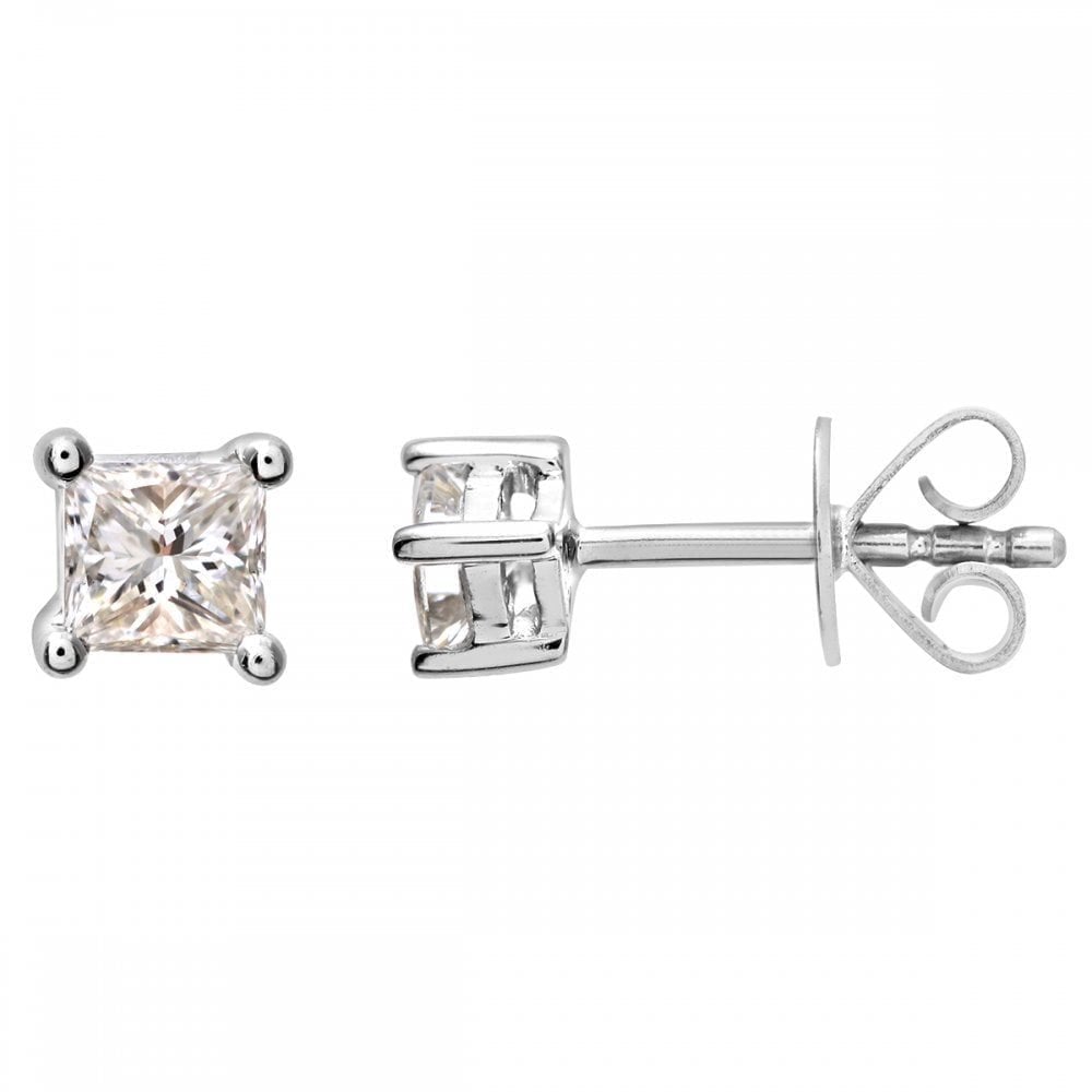 18ct White Gold 0.25 Carat Natural Diamond Solitaire Stud Earrings