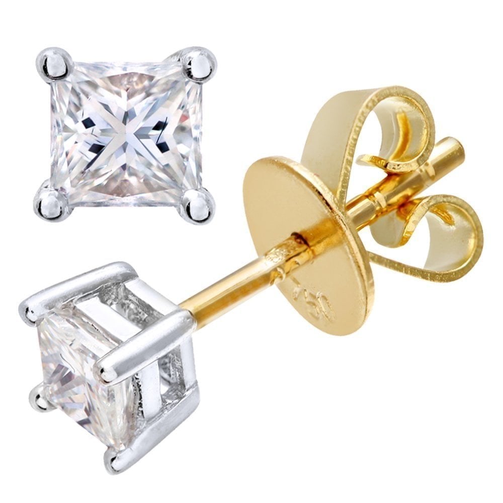 Diamond Solitaire Stud Earrings 18ct Yellow Gold | Prime Jewellery
