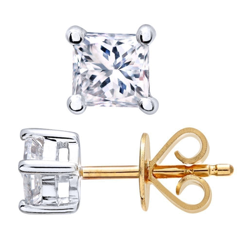 18ct Yellow Gold 0.50 Carat Natural Diamond Solitaire Stud Earrings