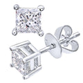 Platinum 0.75 Carat Natural Diamond Solitaire Stud Earrings Princess Cut