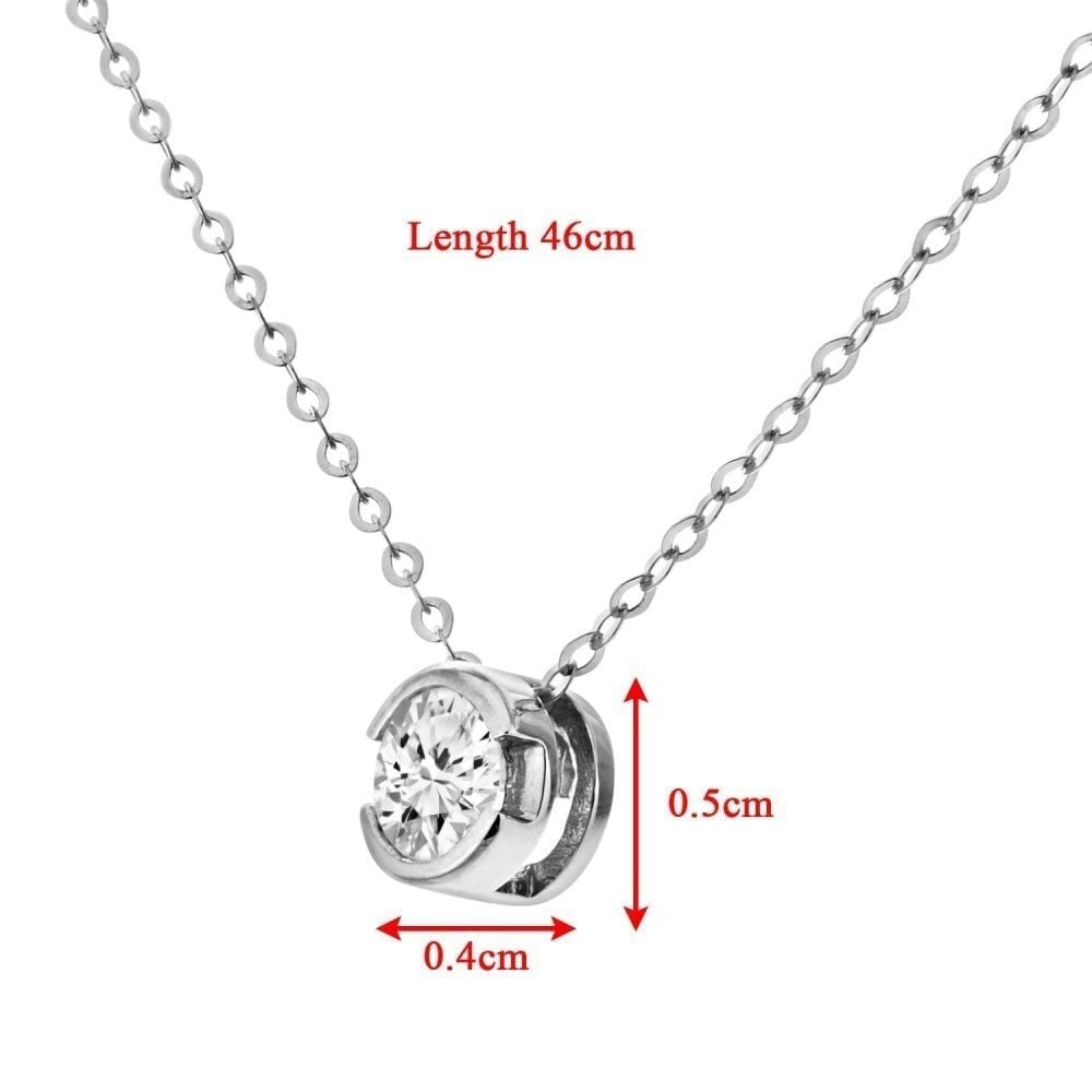 9ct White Gold 0.25 Carat Natural Diamond Round Solitaire Necklace