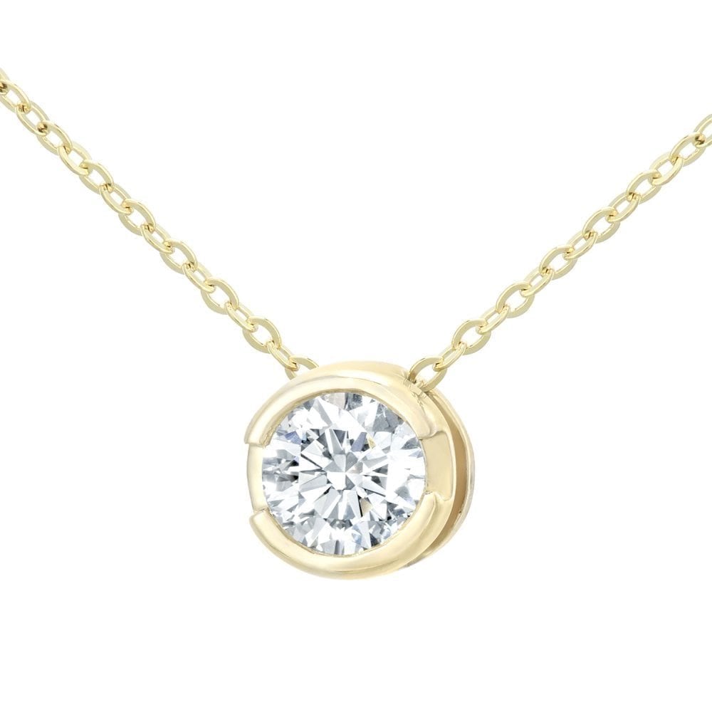 9ct Gold 0.25 Carat Natural Diamond Round Solitaire Necklace with Gold Chain