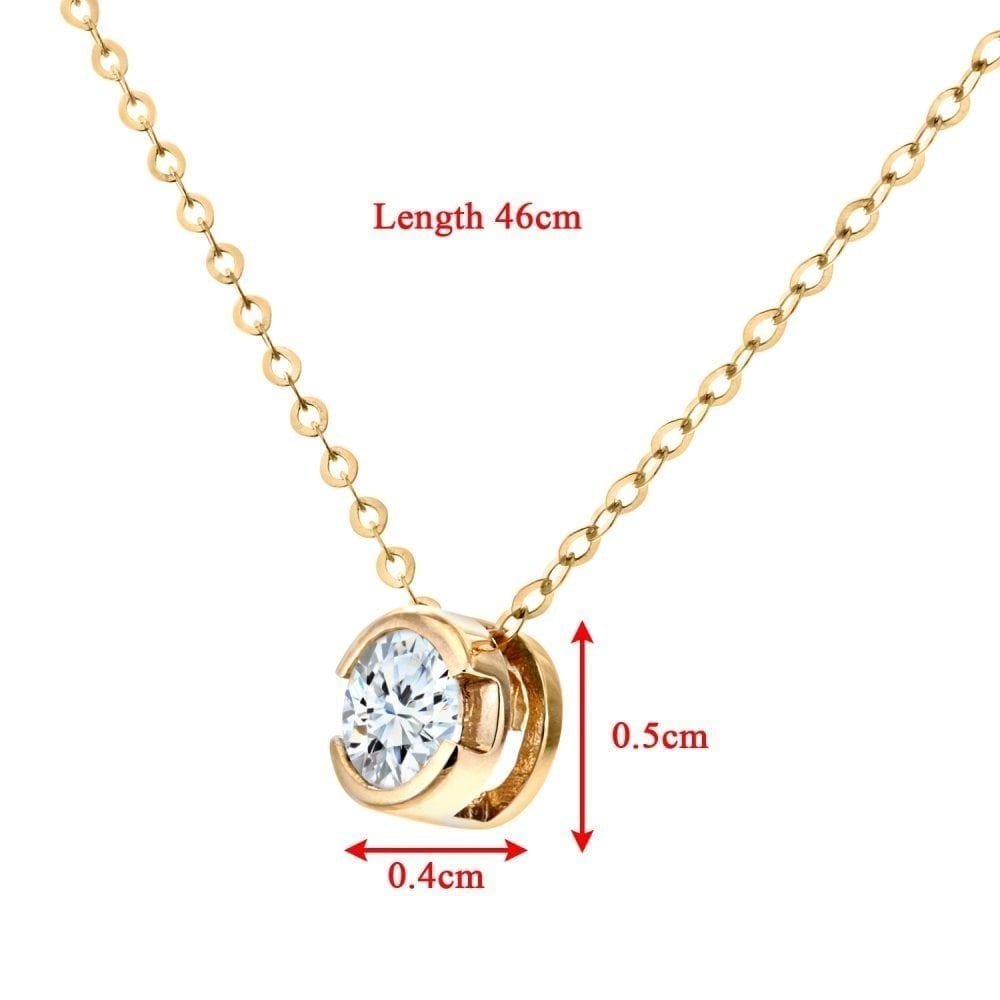 9ct Gold 0.25 Carat Natural Diamond Round Solitaire Necklace with Gold Chain