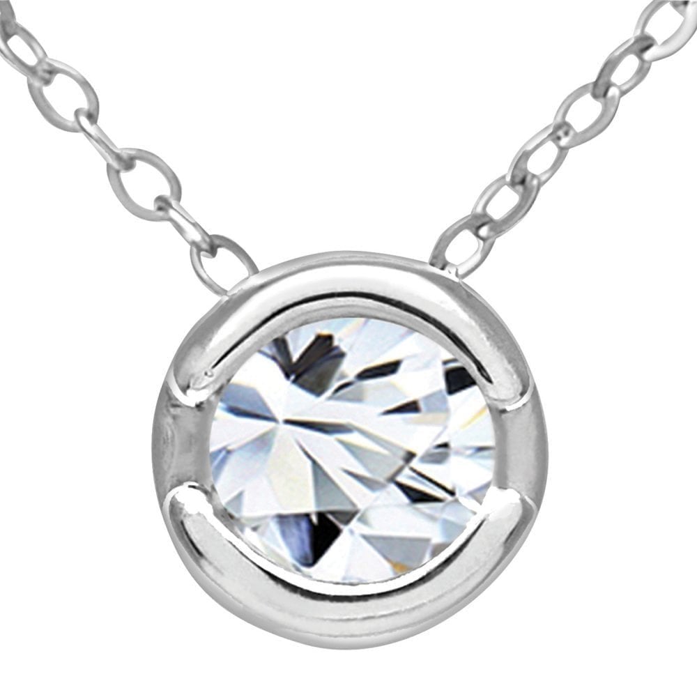 9ct White Gold 0.33 Carat Natural Diamond Round Solitaire Necklace