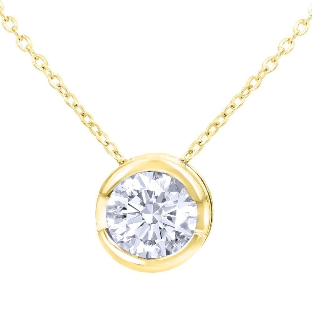 9ct Gold 0.33 Carat Natural Diamond Round Solitaire Necklace