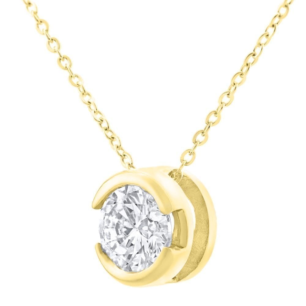 9ct Gold 0.33 Carat Natural Diamond Round Solitaire Necklace