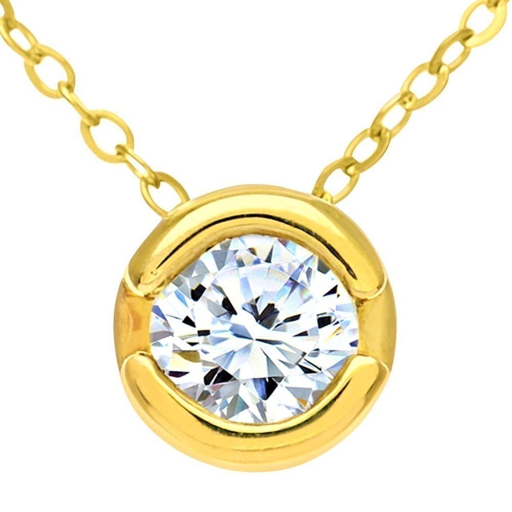 9ct Gold 0.33 Carat Natural Diamond Round Solitaire Necklace