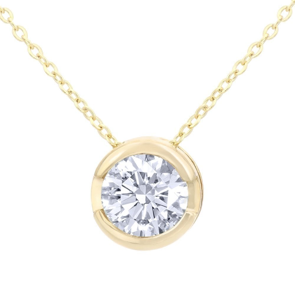 9ct Gold 0.50 Carat Natural Diamond Solitaire Necklace