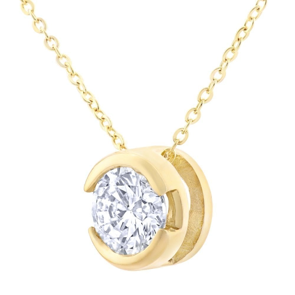 9ct Gold 0.50 Carat Natural Diamond Solitaire Necklace