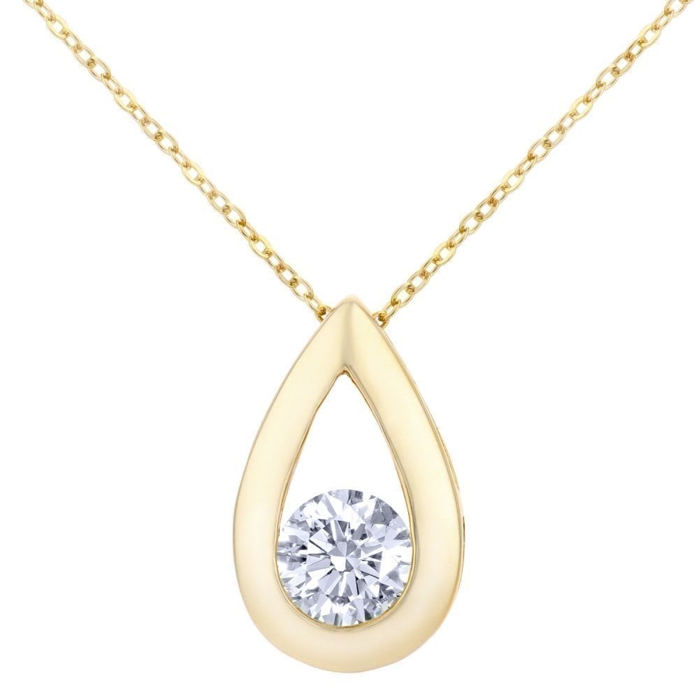 Diamond Solitaire Necklace 9ct Gold | Prime Jewellery