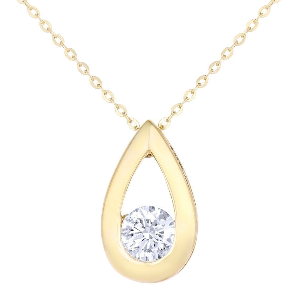 Diamond Solitaire Necklace 9ct Gold | Prime Jewellery
