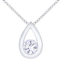 9ct White Gold 0.25 Carat Natural Diamond Solitaire Drop Necklace