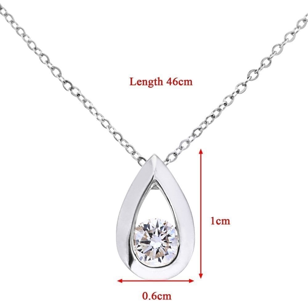 9ct White Gold 0.25 Carat Natural Diamond Solitaire Drop Necklace