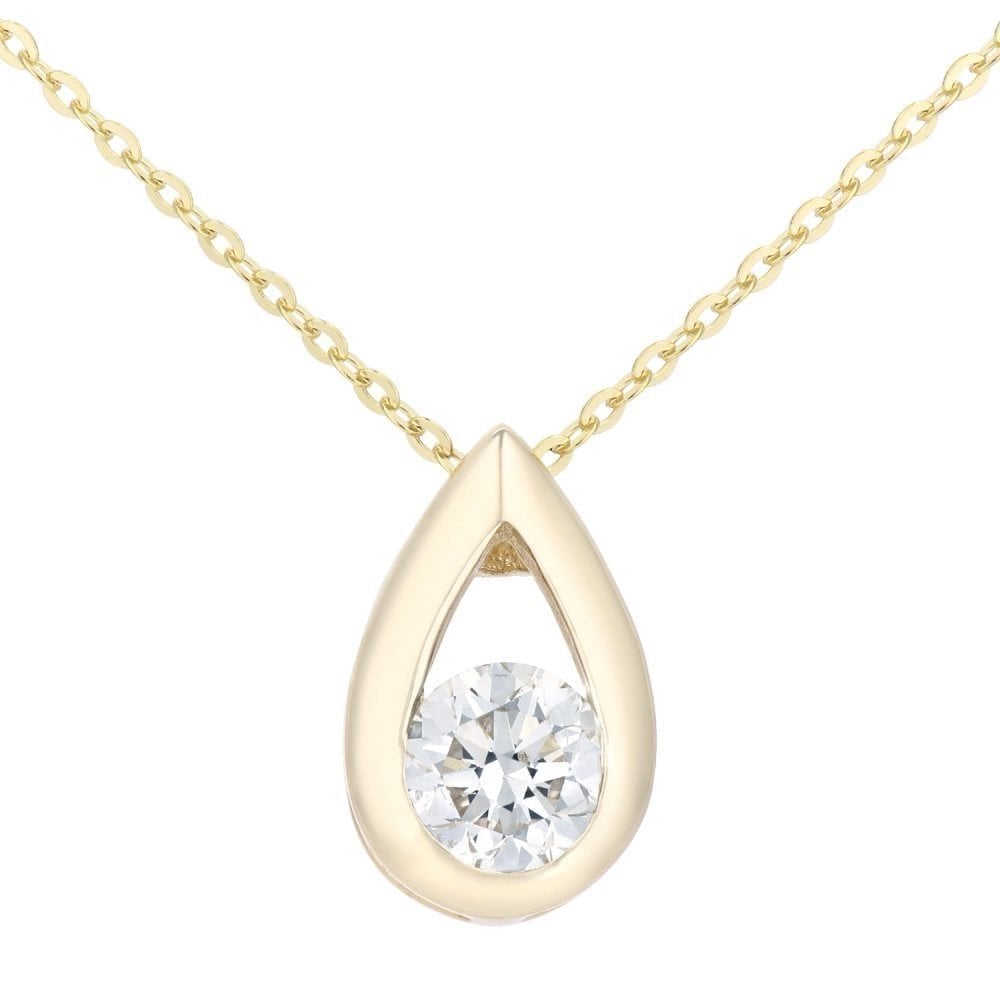 Diamond Solitaire Necklace 9ct Gold | Prime Jewellery
