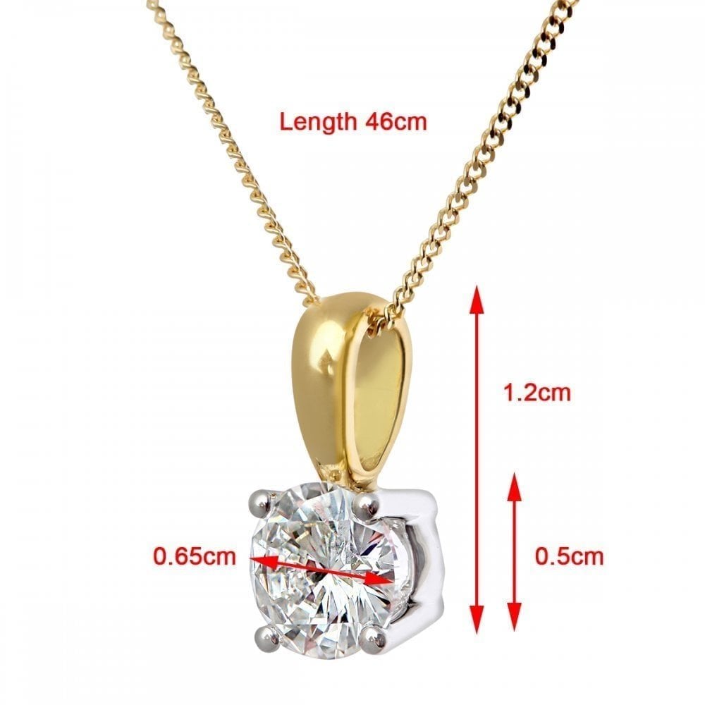 18ct Yellow Gold 1 Carat Natural Diamond Round Solitaire Pendant