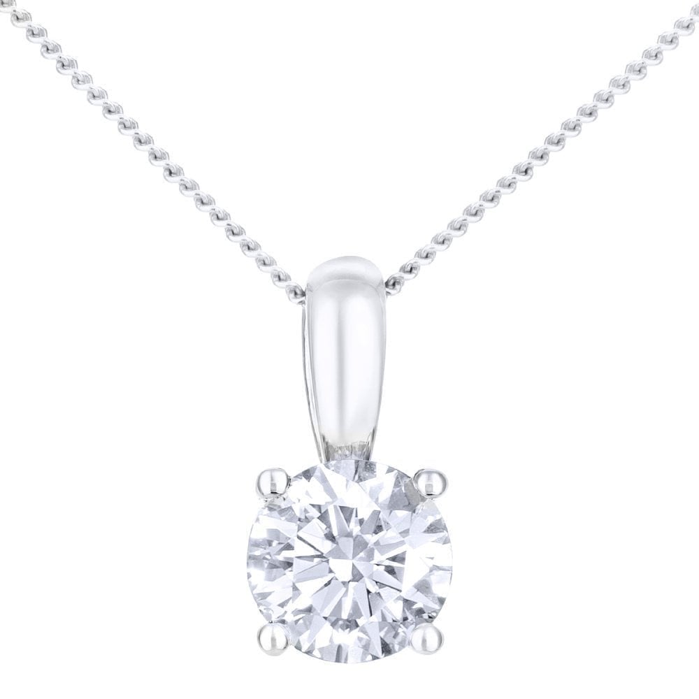 Platinum 0.50 Carat Natural Diamond Round Solitaire Pendant with Platinum Chain