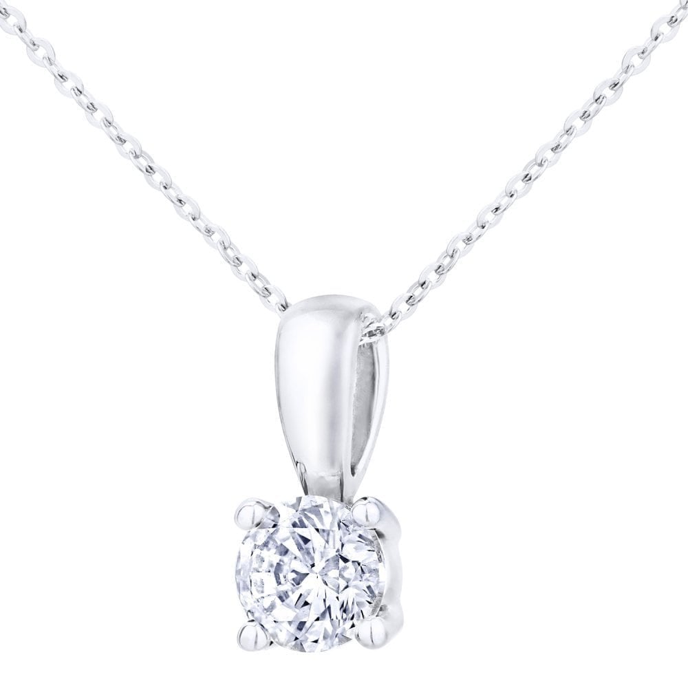 Platinum 0.50 Carat Natural Diamond Round Solitaire Pendant with Platinum Chain