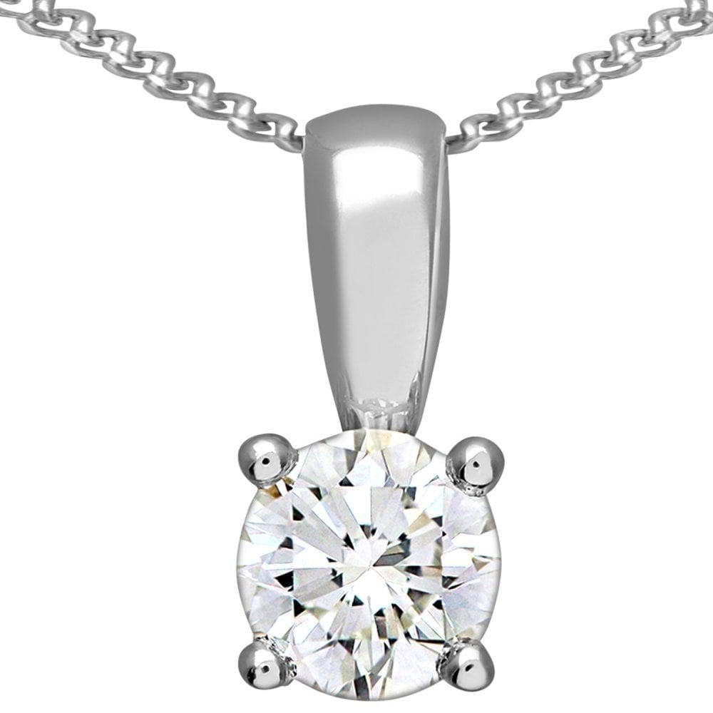 Platinum 0.50 Carat Natural Diamond Round Solitaire Pendant with Platinum Chain