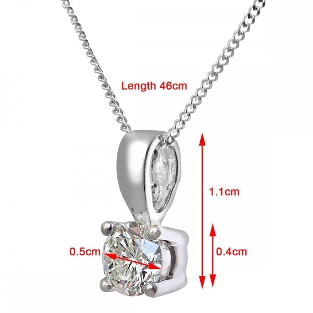 Platinum 0.50 Carat Natural Diamond Round Solitaire Pendant with Platinum Chain