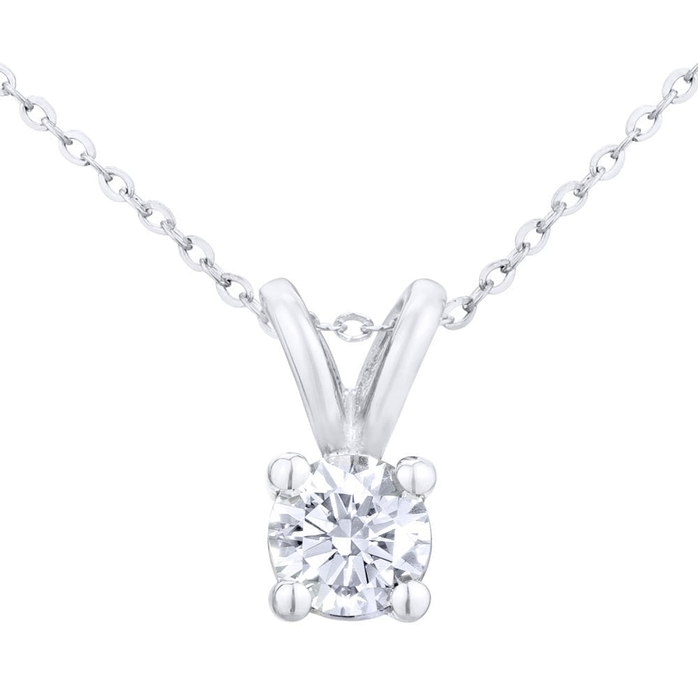 9ct White Gold 0.33 Carat Natural Diamond Solitaire Pendant
