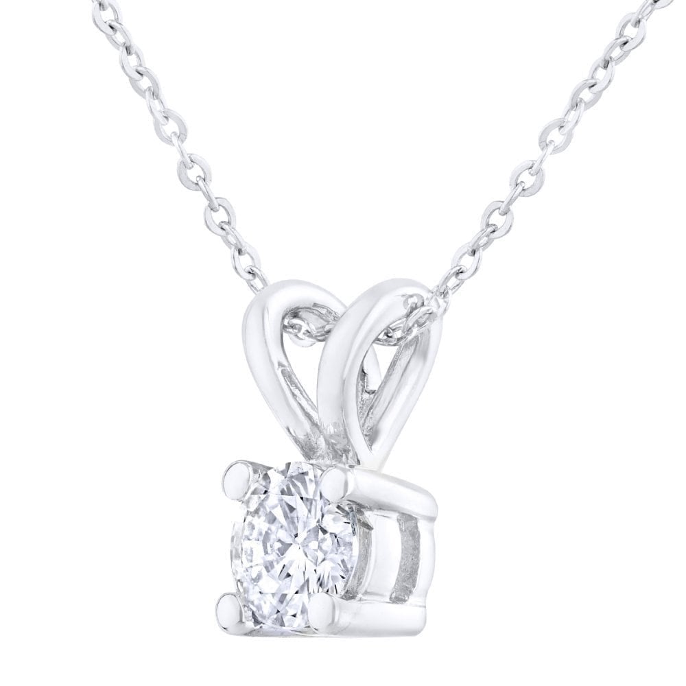 9ct White Gold 0.33 Carat Natural Diamond Solitaire Pendant
