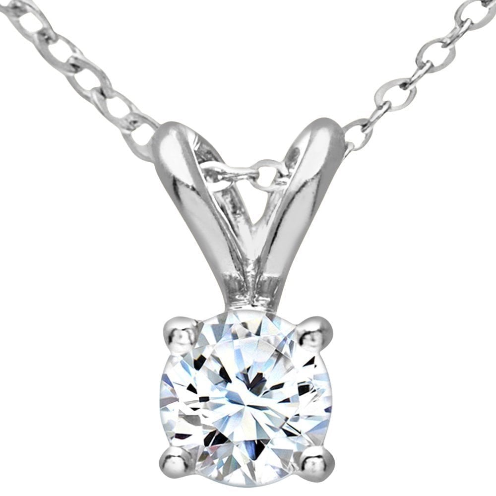 9ct White Gold 0.33 Carat Natural Diamond Solitaire Pendant