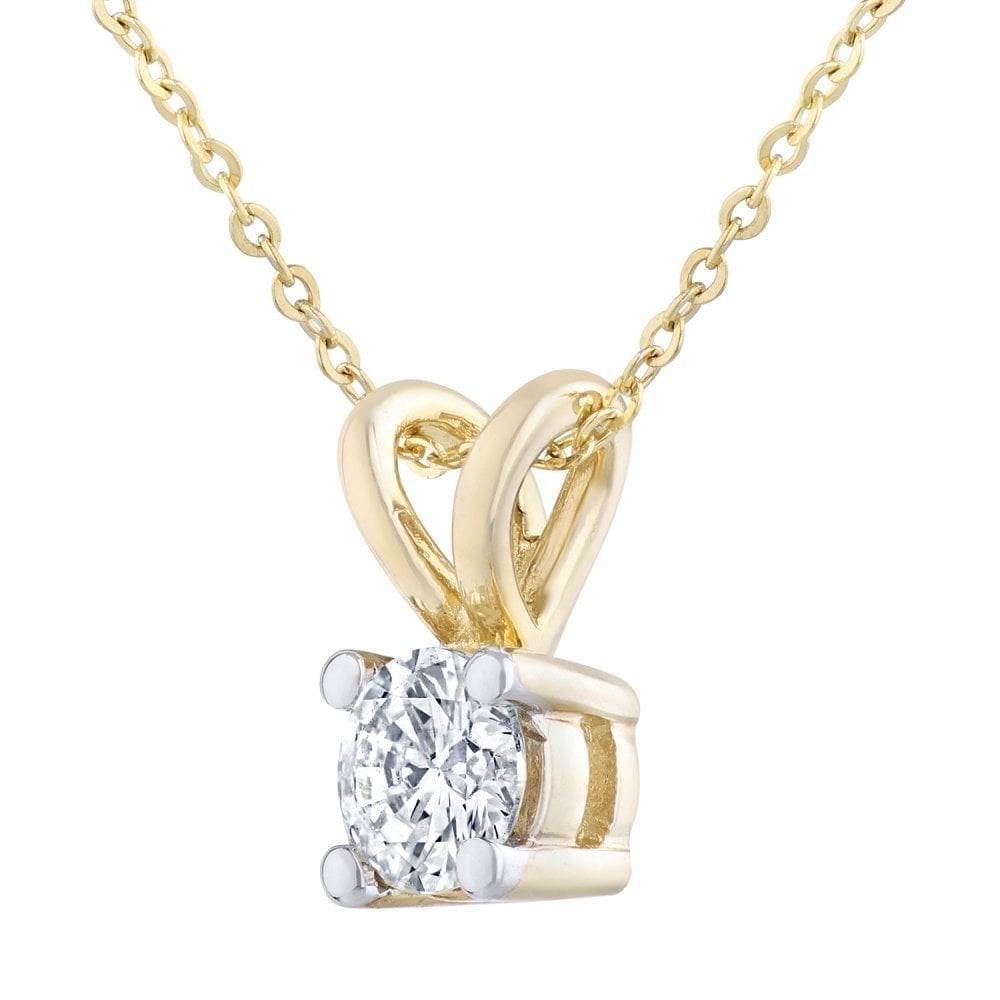 9ct Gold 0.33 Carat Natural Diamond Solitaire Pendant Necklace