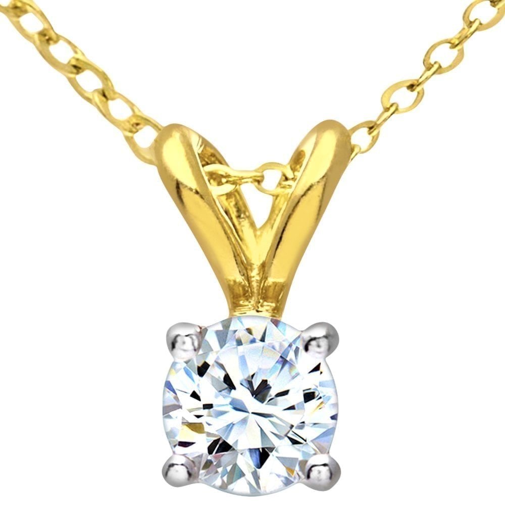9ct Gold 0.33 Carat Natural Diamond Solitaire Pendant Necklace