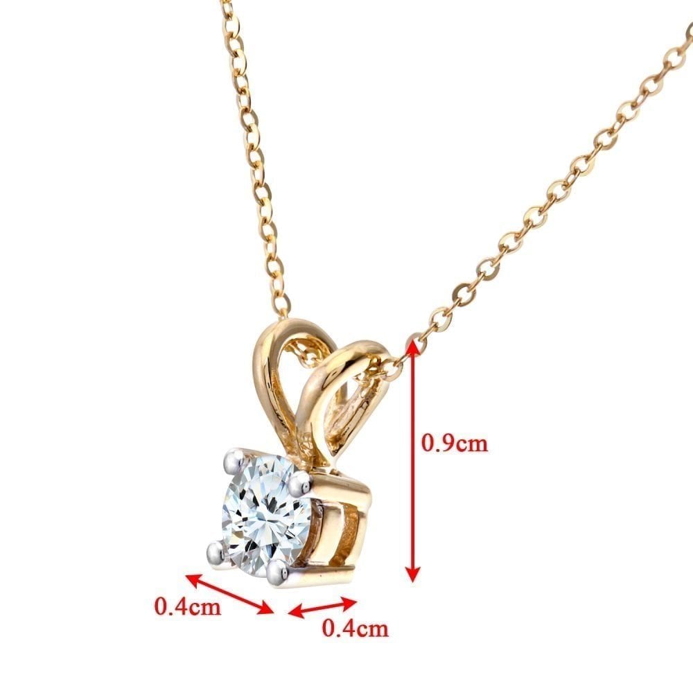 9ct Gold 0.33 Carat Natural Diamond Solitaire Pendant Necklace